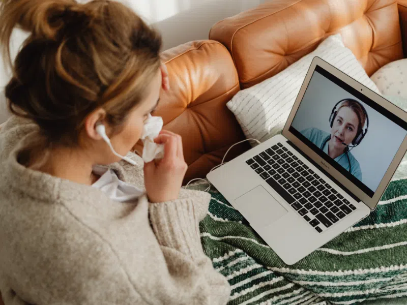 Doctor providing telehealth consultation - online GP appointments Belconnen
