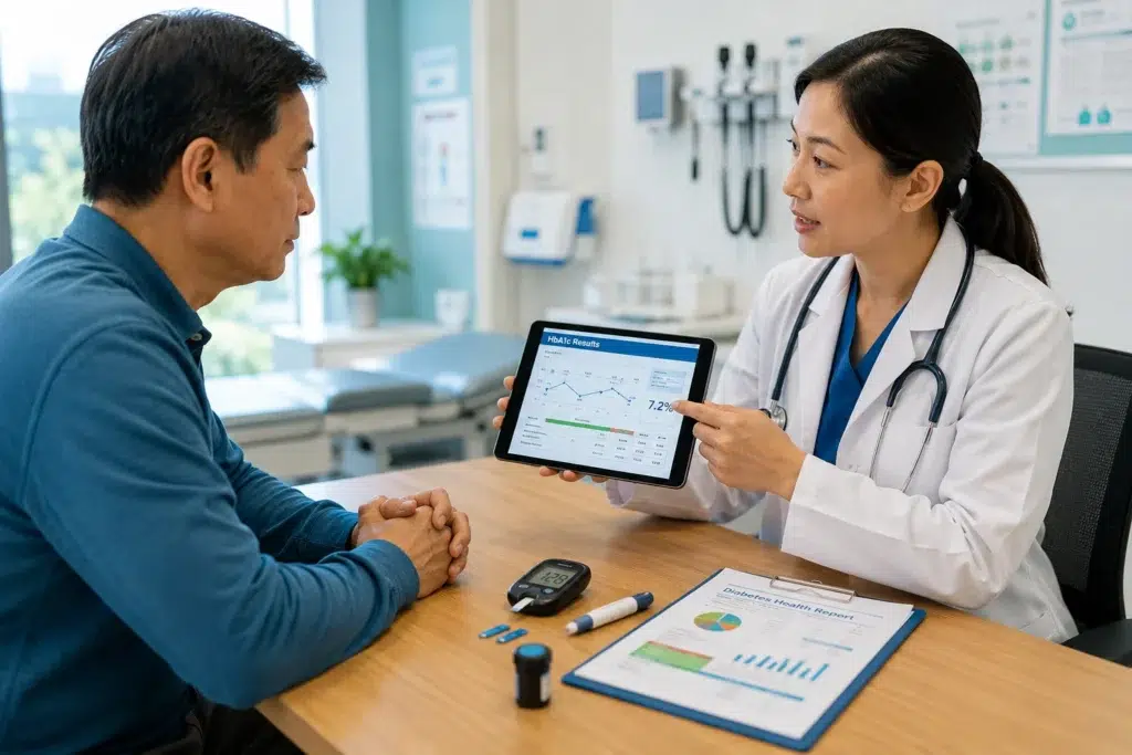 Doctor explaining diabetes results to patient