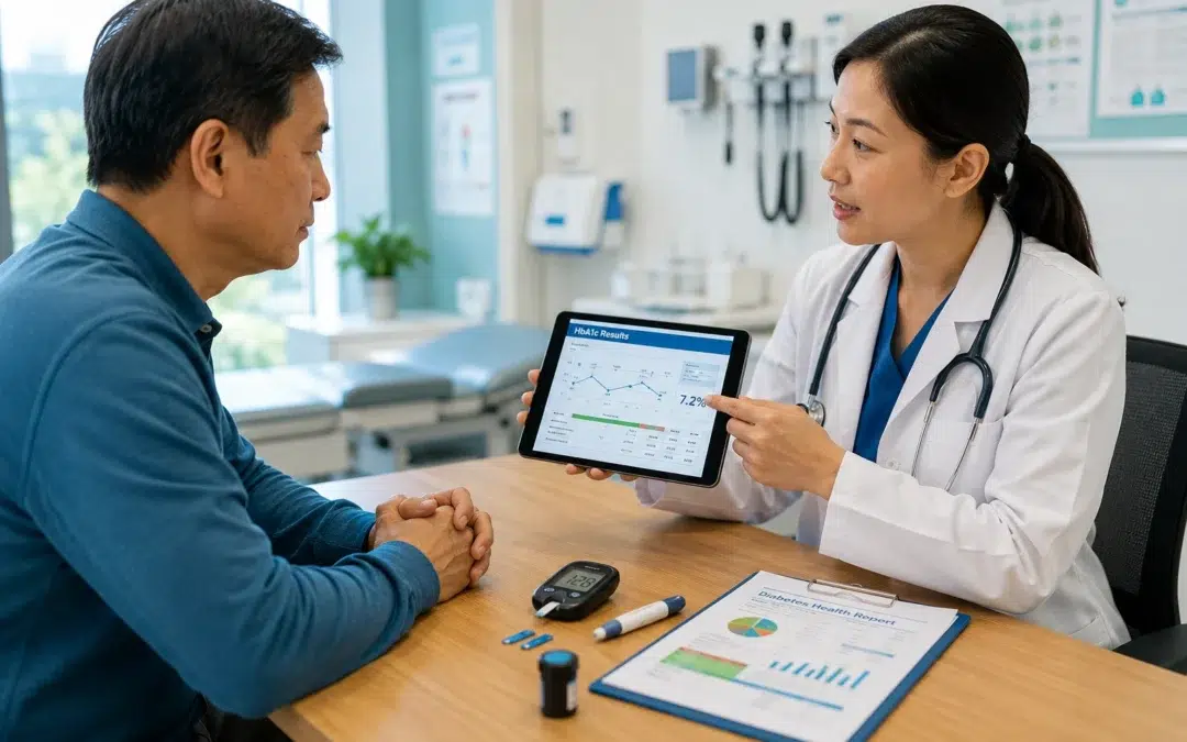 Doctor explaining diabetes results to patient