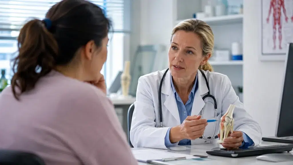 Doctor explaining treatment in consultation room