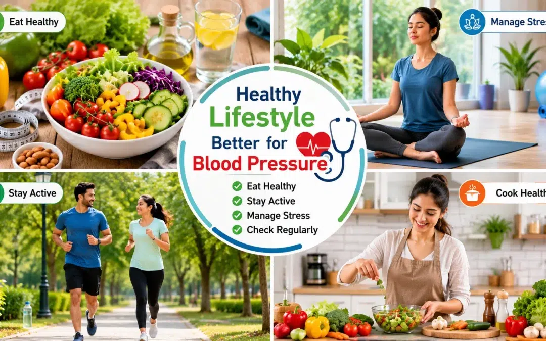 Lifestyle modifications for blood pressure control healthy eating, exercise, yoga, and stress management