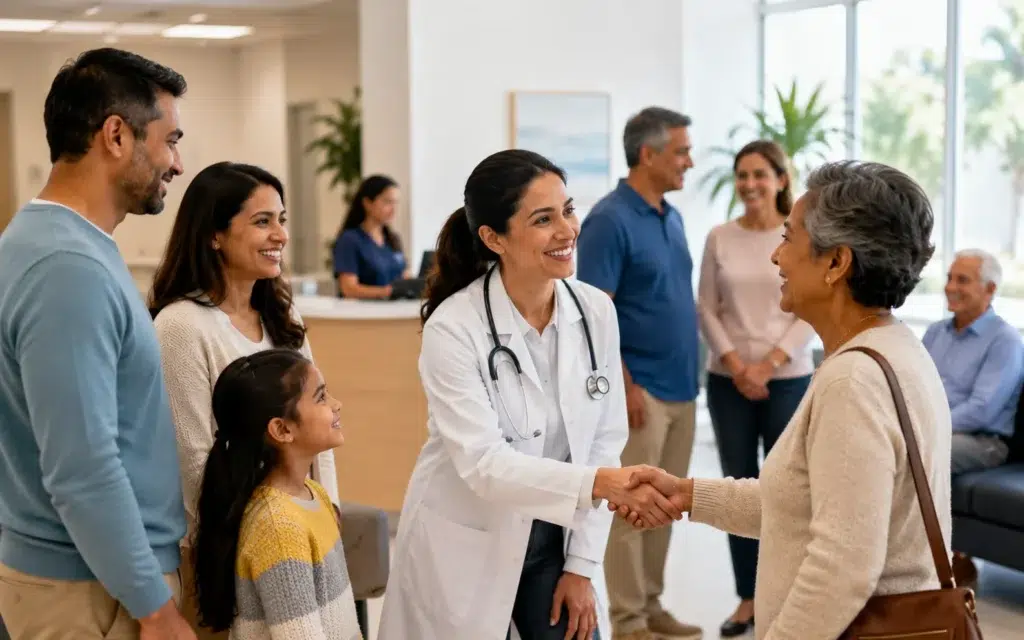 Female GP in Belconnen providing personalised healthcare advice during a consultation.