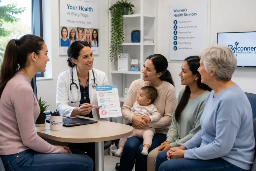 Women's health GP discussing preventive healthcare and wellness in Belconnen