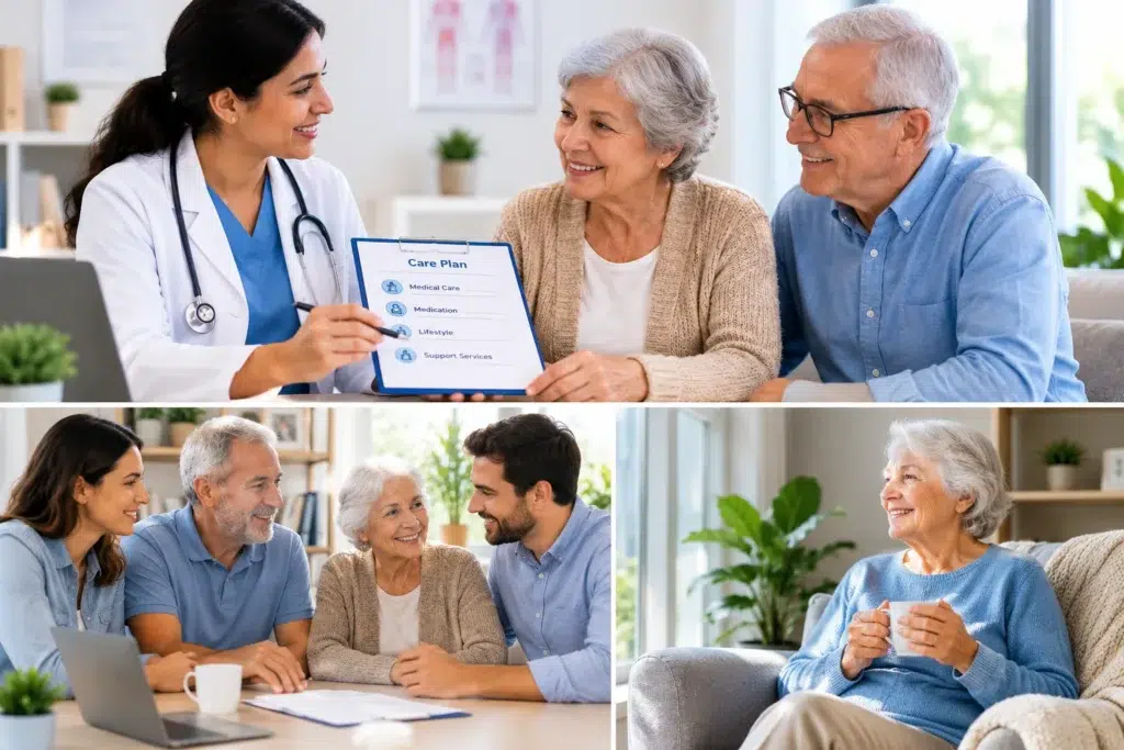 GP reviewing care plans for seniors in Belconnen with elderly patient during healthcare consultation