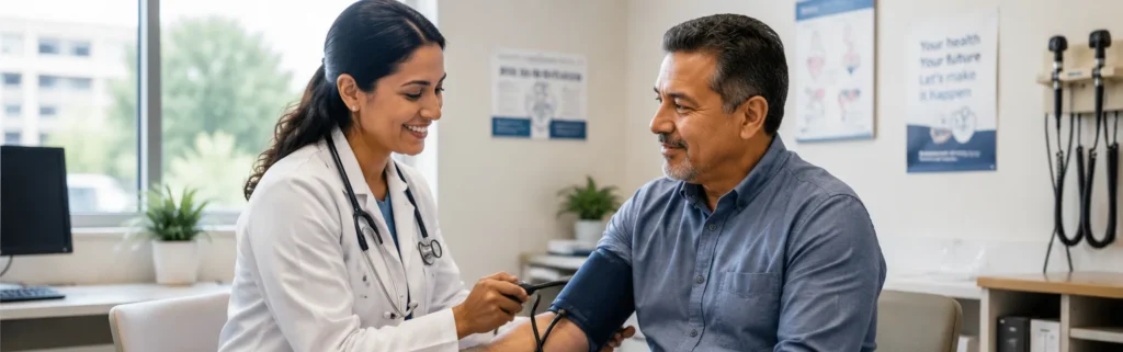 Doctor Conducting Preventive Health Check